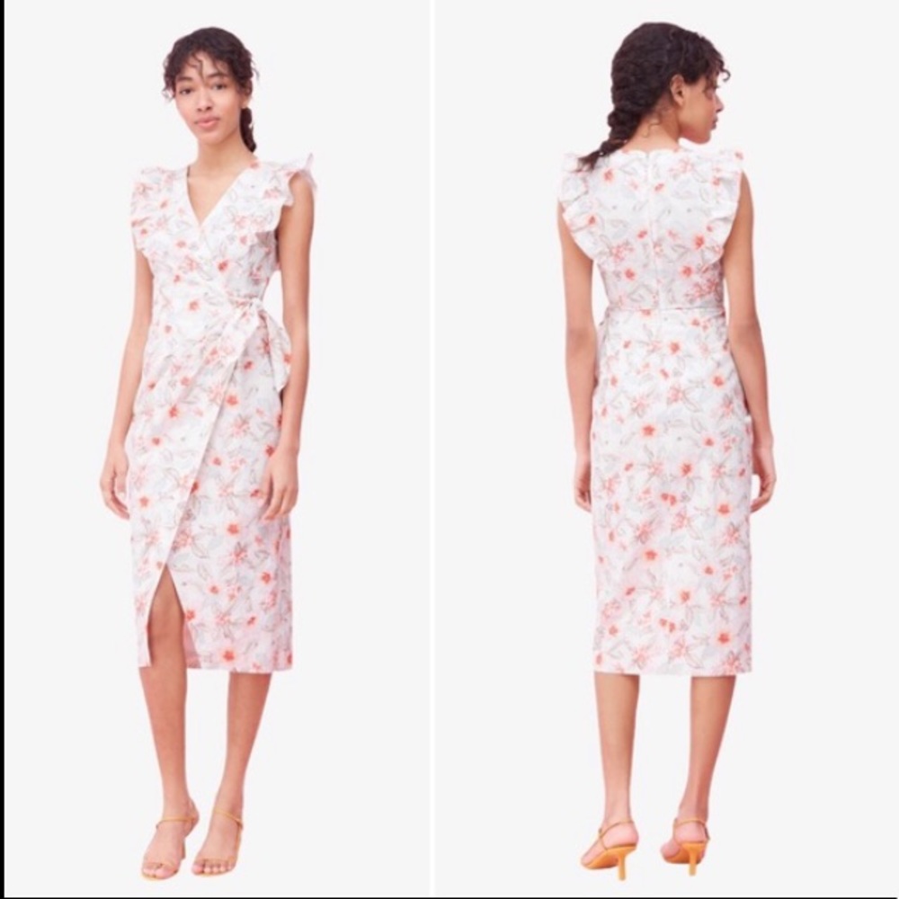 NWT REBECCA TAYLOR KAMEA FLEUR LINEN WRAP DRESS - Picture 8 of 8